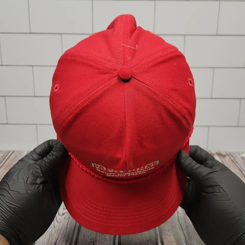 Vintage Papa Johns Pizza Snapback Hat Better Ingredients Better Pizza Red Cap